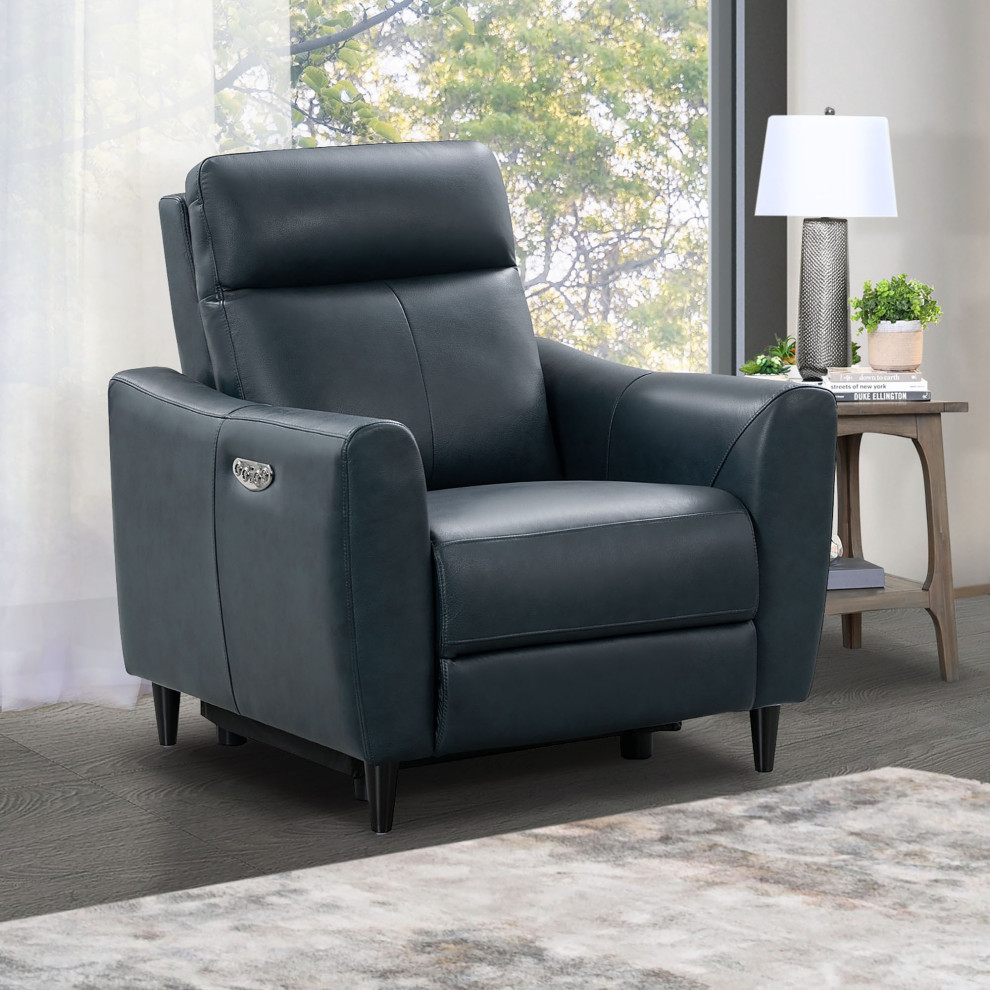 Skye Leather Power Recliner With Power Headrest   Midcentury   Recliner Chairs   by Abbyson Living  Houzz