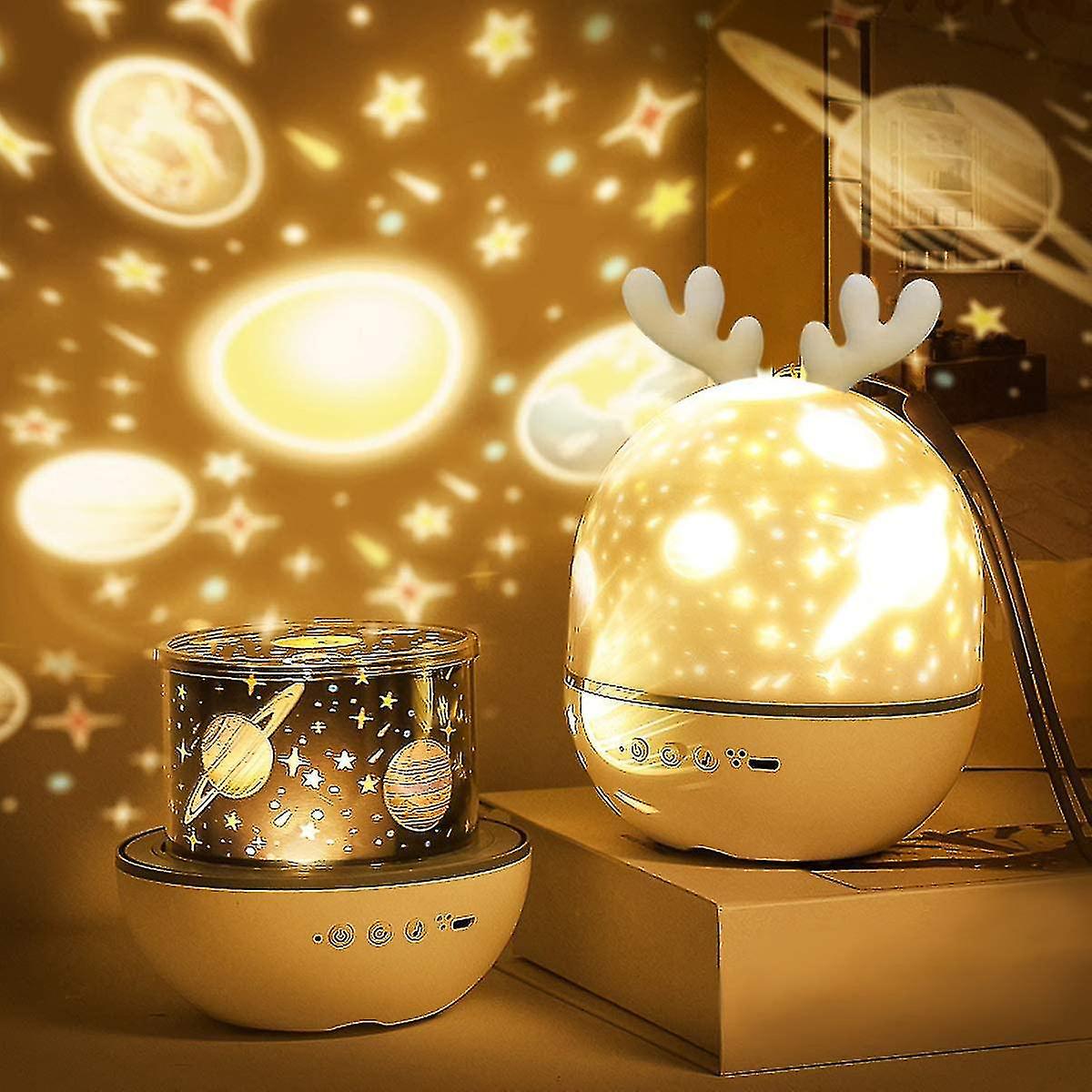 Baby Projector Night Light， Led Child Night Light Musical And Luminous Lamp 360 Rotation， 8 Songs， 6 Projection Movies， Stars Projector Lamp For Bedro