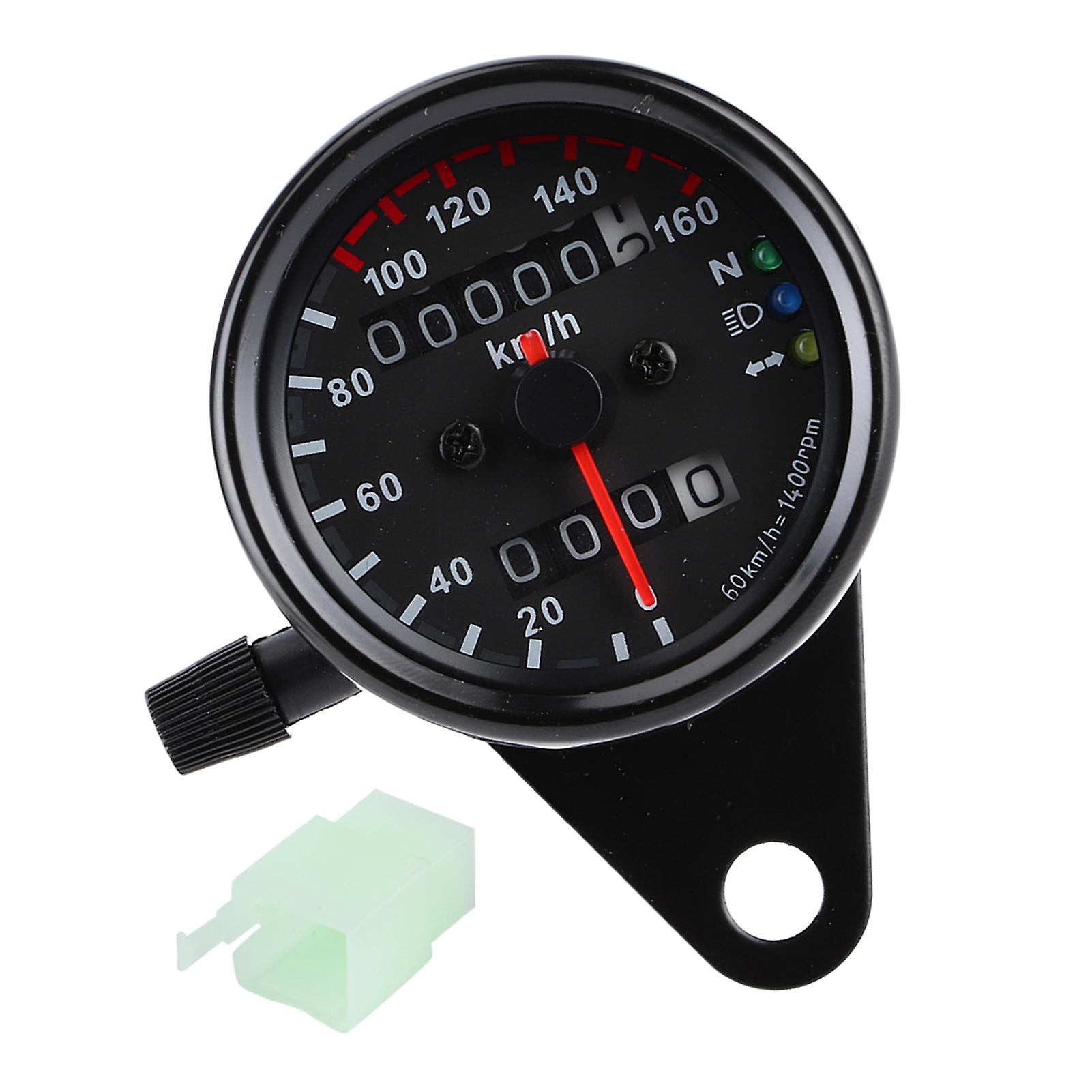 Universal Motorcycle Odometer Speedometer Dual Reading Signal Km/h Black