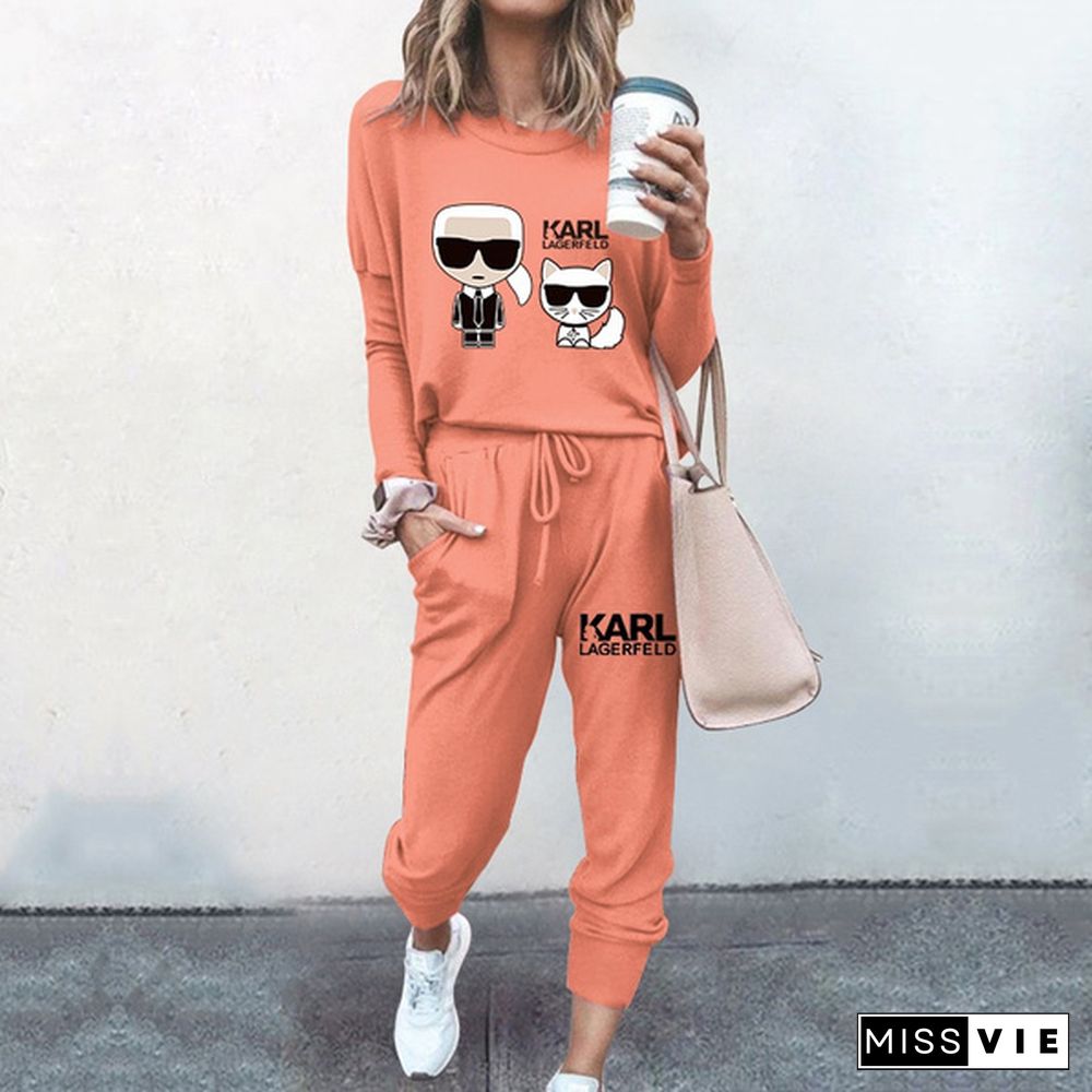 Spring Autumn New Women Fashion Long Sleeved Tracksuit High Quality Pure Color Jogging Sets Tops Pants(7-Colors)