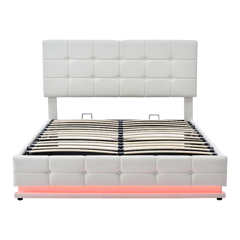 Merax Queen Size Tufted Upholstered Platform Bed With Hydraulic Storage System