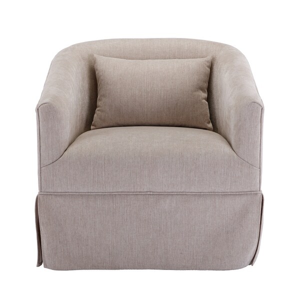 360-degree Swivel Accent Armchair Linen Blend Lounge Chairs Living Room Accent Chair Metal Frame Barrel Sofa Chair， Beige