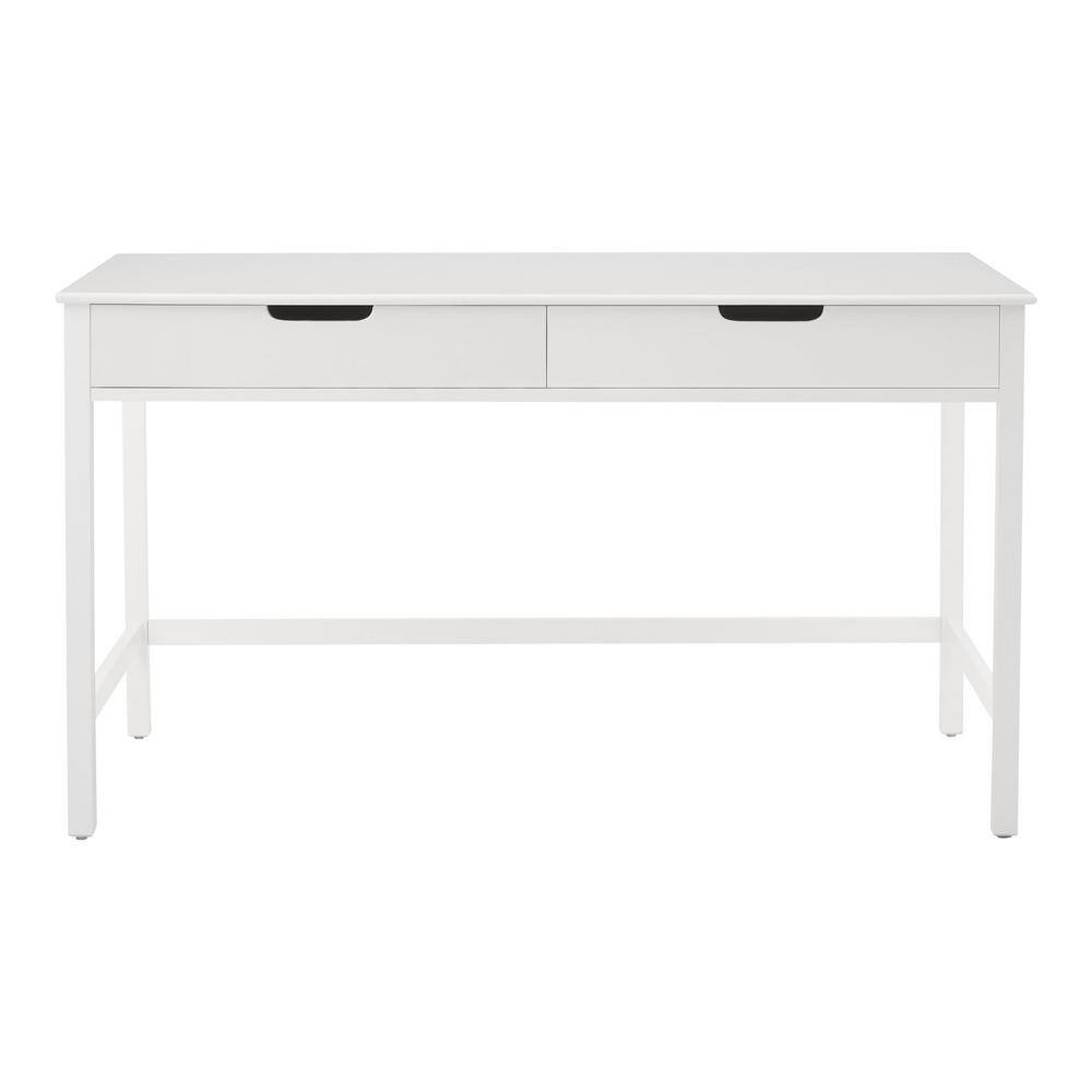 StyleWell Craft 54 in. White Writing Desk with 2-Drawers CRF-001-WH