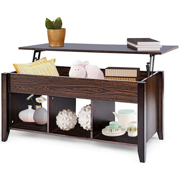 Costway Lift Top Coffee Table w/ Hidden Compartment Storage Shelf