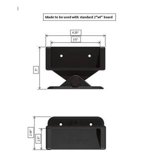 FENCE  DECK RITE 2 in. x 4 in. Adjustable Fence Brackets for Railings Reinforced Black Polypropylene (4-Pack) FDR-HZPB-4