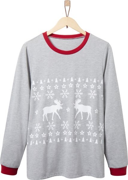 Frisco Gray Fair Isle Moose Unisex Adult Pajama Jersey Top