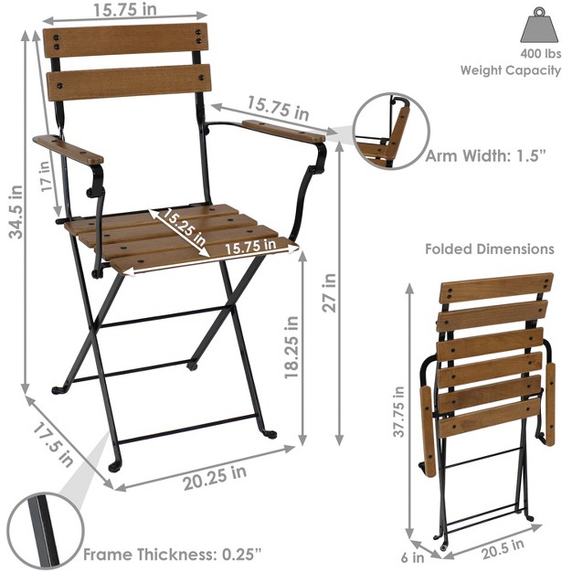 Sunnydaze Indoor outdoor Patio Or Dining Basic Chestnut Wooden Folding Bistro Arm Chair Brown