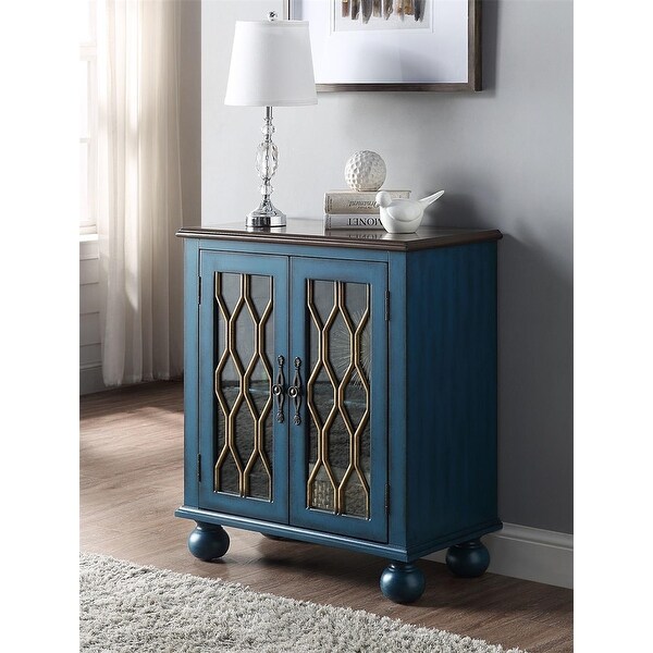 Retro Style Console Table In Antique Blue Finish