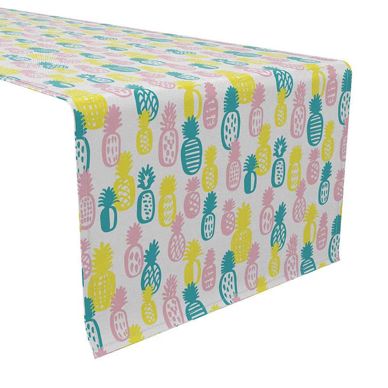 Table Runner， 100% Cotton， 16x108， Retro Summer Pineapple