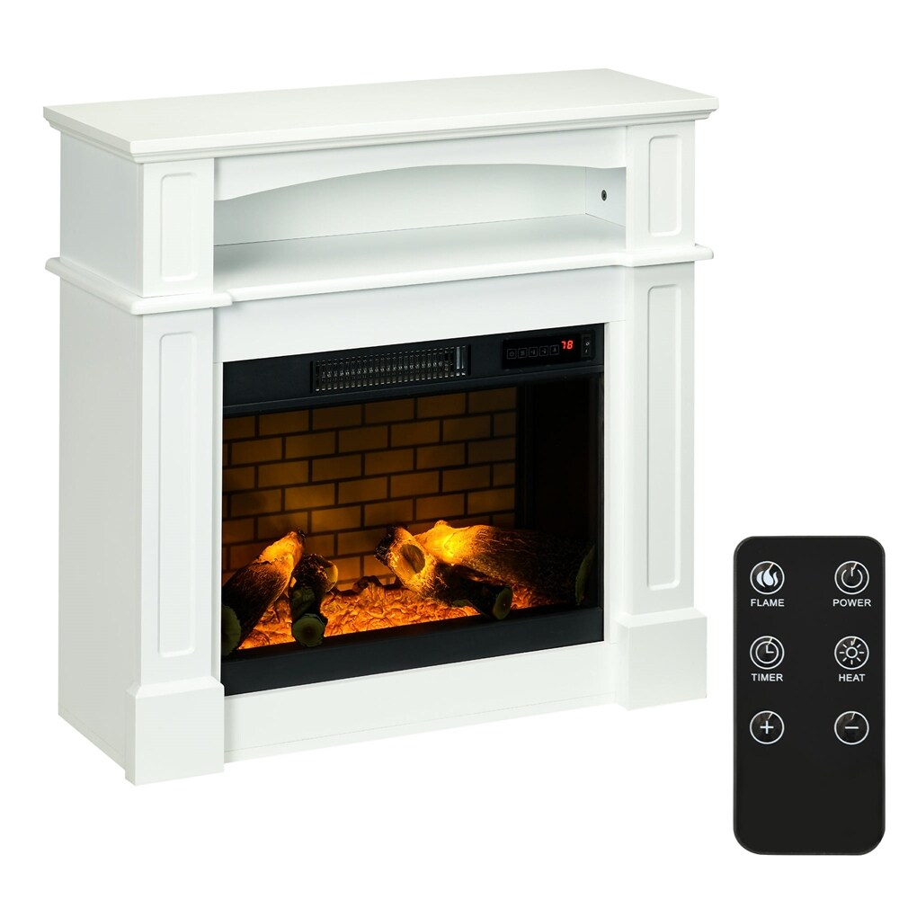 Electric Fireplace with Mantel  Freestanding Heater with LED Log Flame