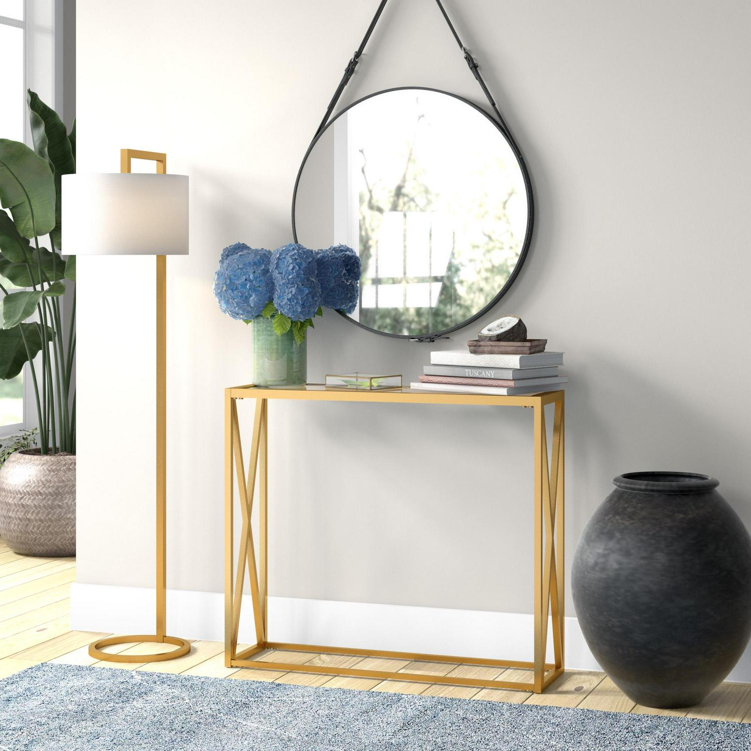 EvelynampZoe Arlo Brass Finish Console Table  Crowdfused