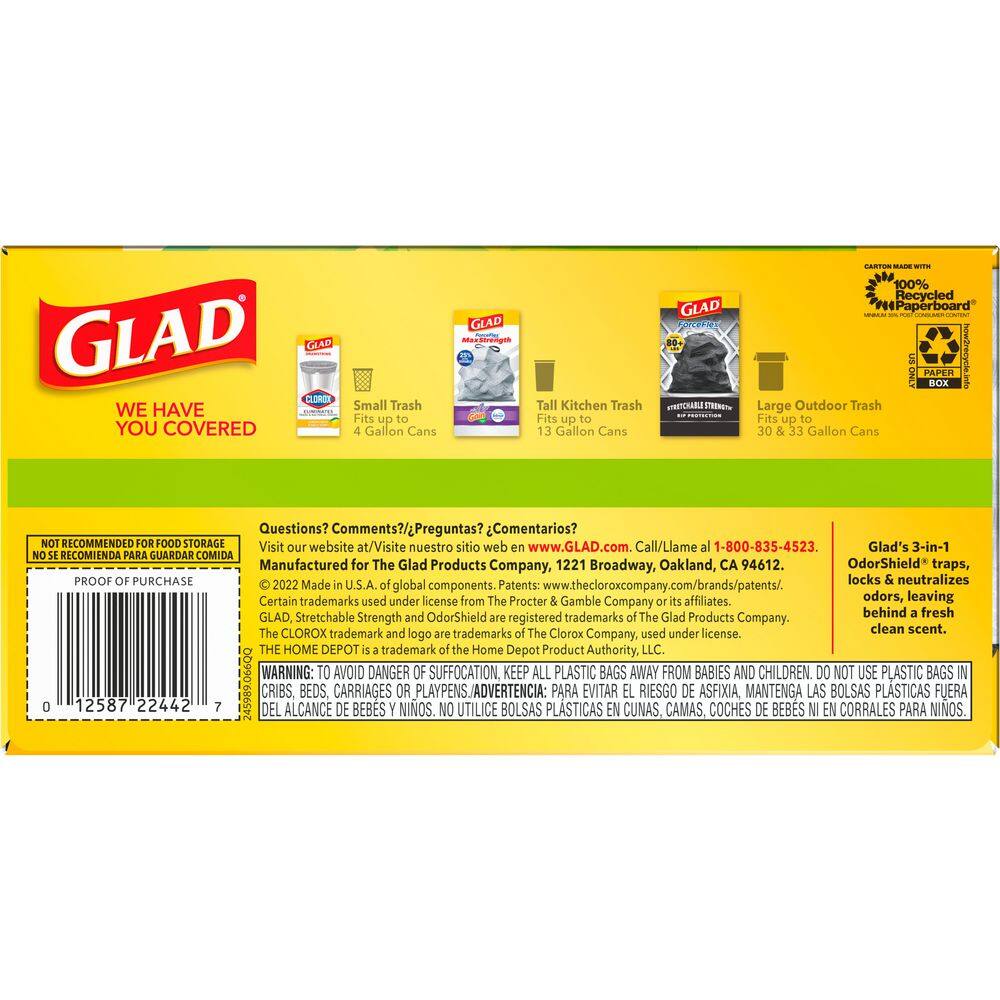 Glad Force Flex 13 Gal. Drawstring Trash Bags Original Scent with Gain Original Scent (40-Count) 1258722442