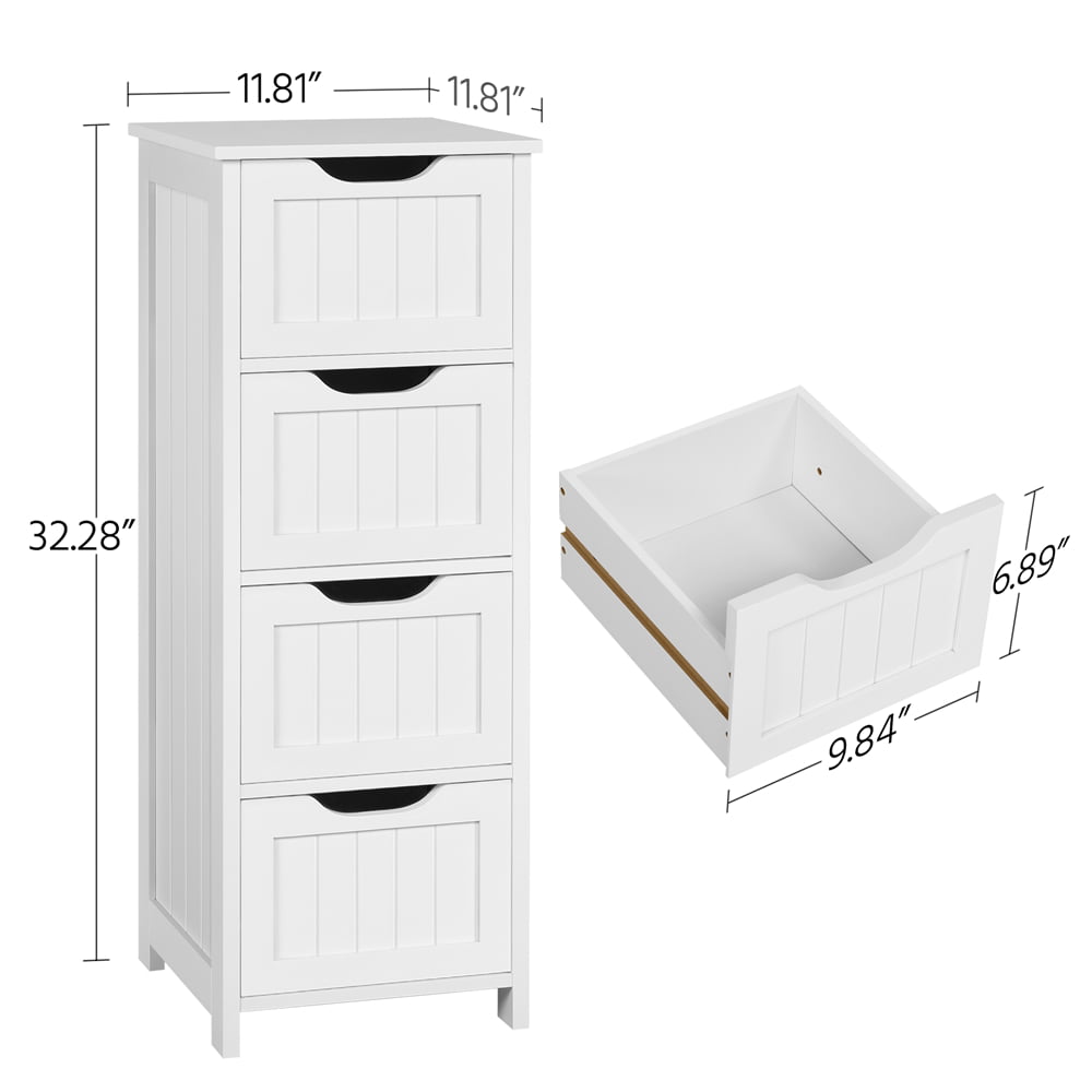 Yaheetech 4 Drawers Free-Standing Bathroom Floor Cabinet, White