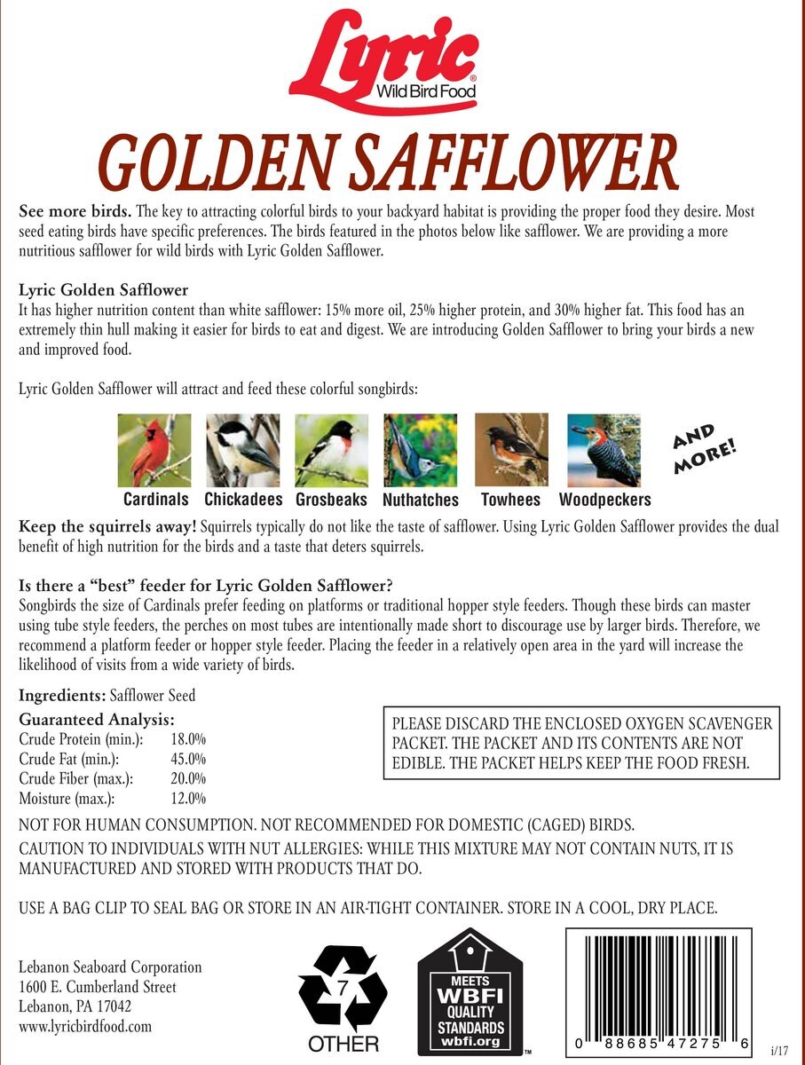 Lyric Golden Safflower Seed Wild Bird Food