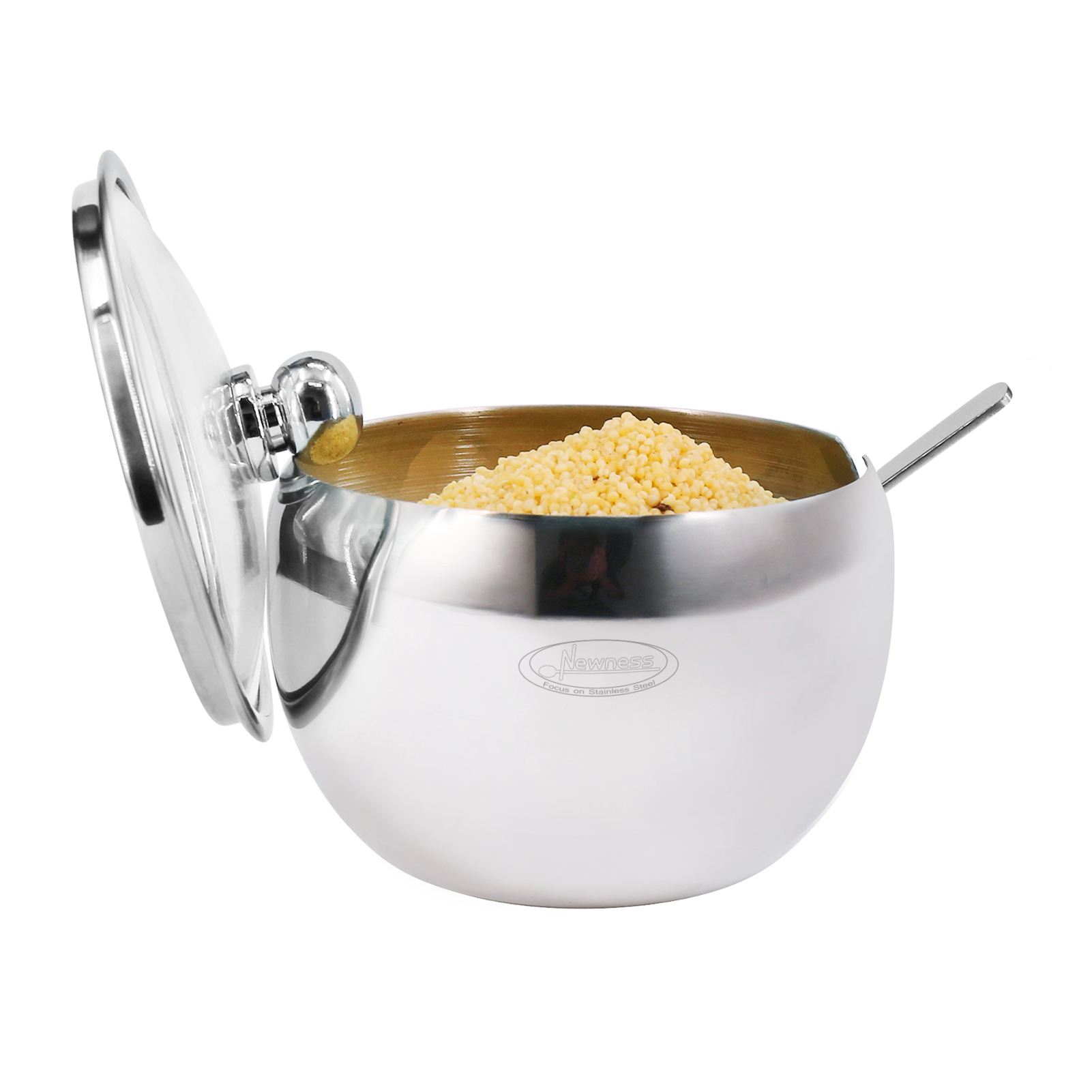 Newness Stainless Steel Sugar Bowl Silver 8.1 Ounces(240 Milliliter)