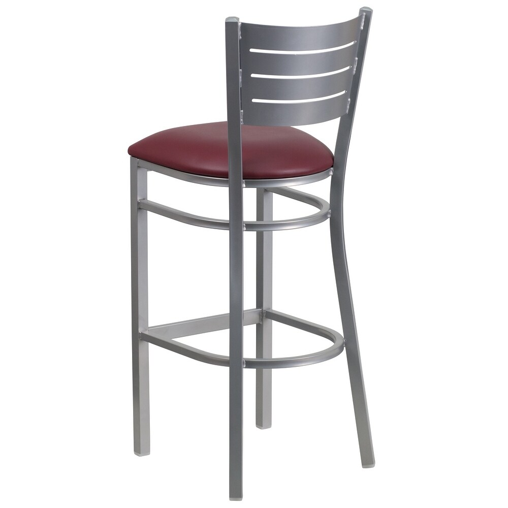 2 Pack Slat Back Metal Restaurant Barstool   16.5\