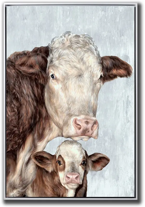 Cow Family Framed Canvas Wall Art