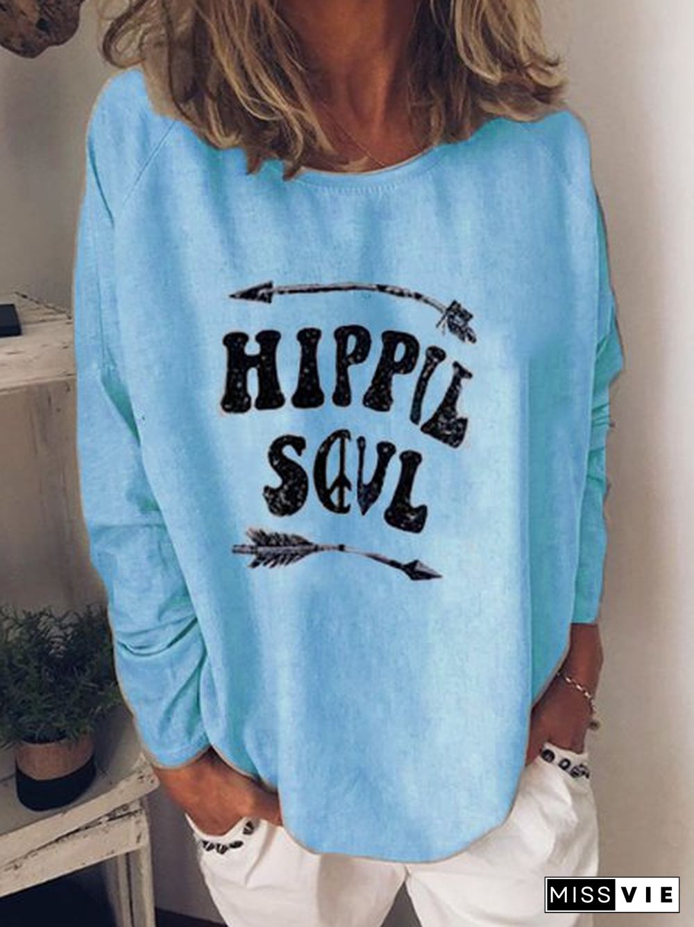 Printed Crew Neck Long Sleeve T-shirt