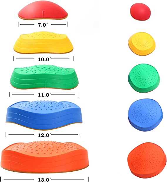 Stepping Stones for Kids, 5pcs Non-Slip Plastic Balance River Stones for Promoting Children's Coordination Skills Obstacle Courses Sensory Toys for Toddlers