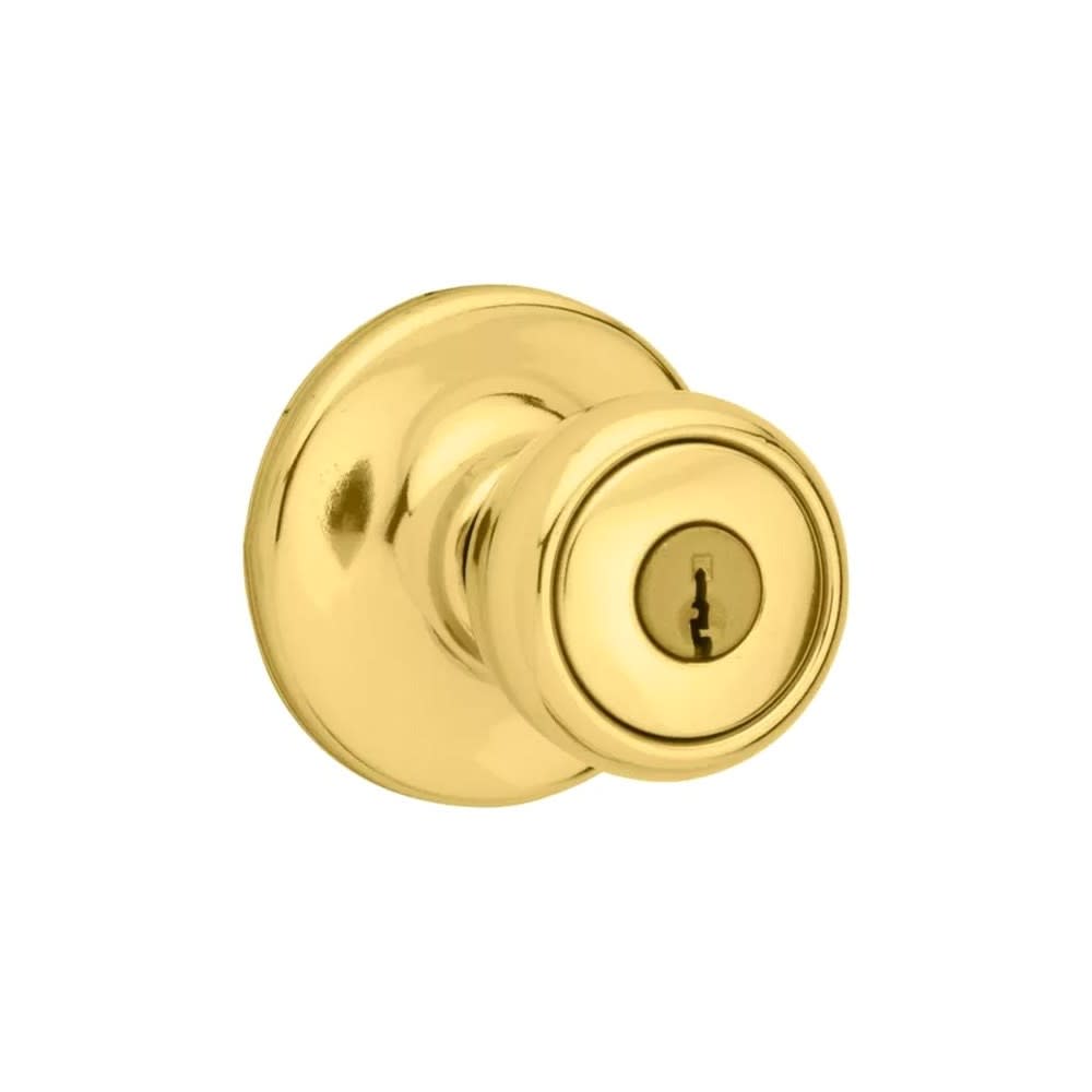 Polished Brass Mobile Home Keyed Entry Lockset Knob