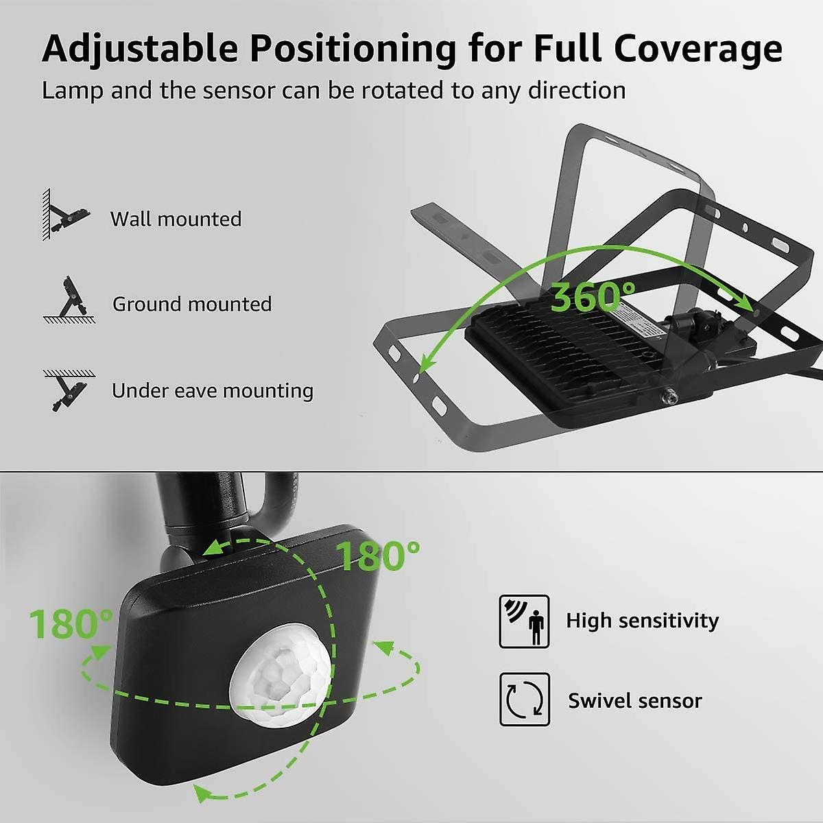 20w Outdoor Led Floodlight Motion Sensor Light 6500k Outdoor Led Spotlight，ip66