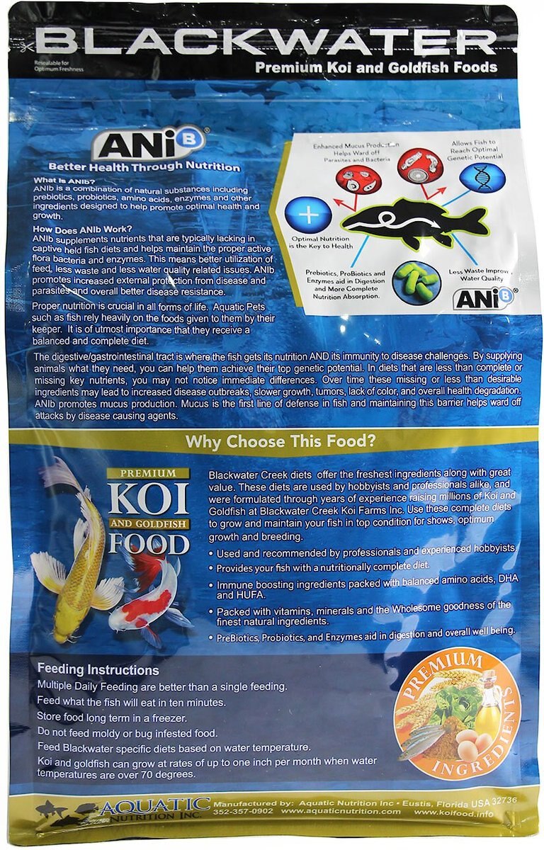 Blackwater Premium Koi and Goldfish Food Max Growth Small Pellet Fish Food， 5-lb bag