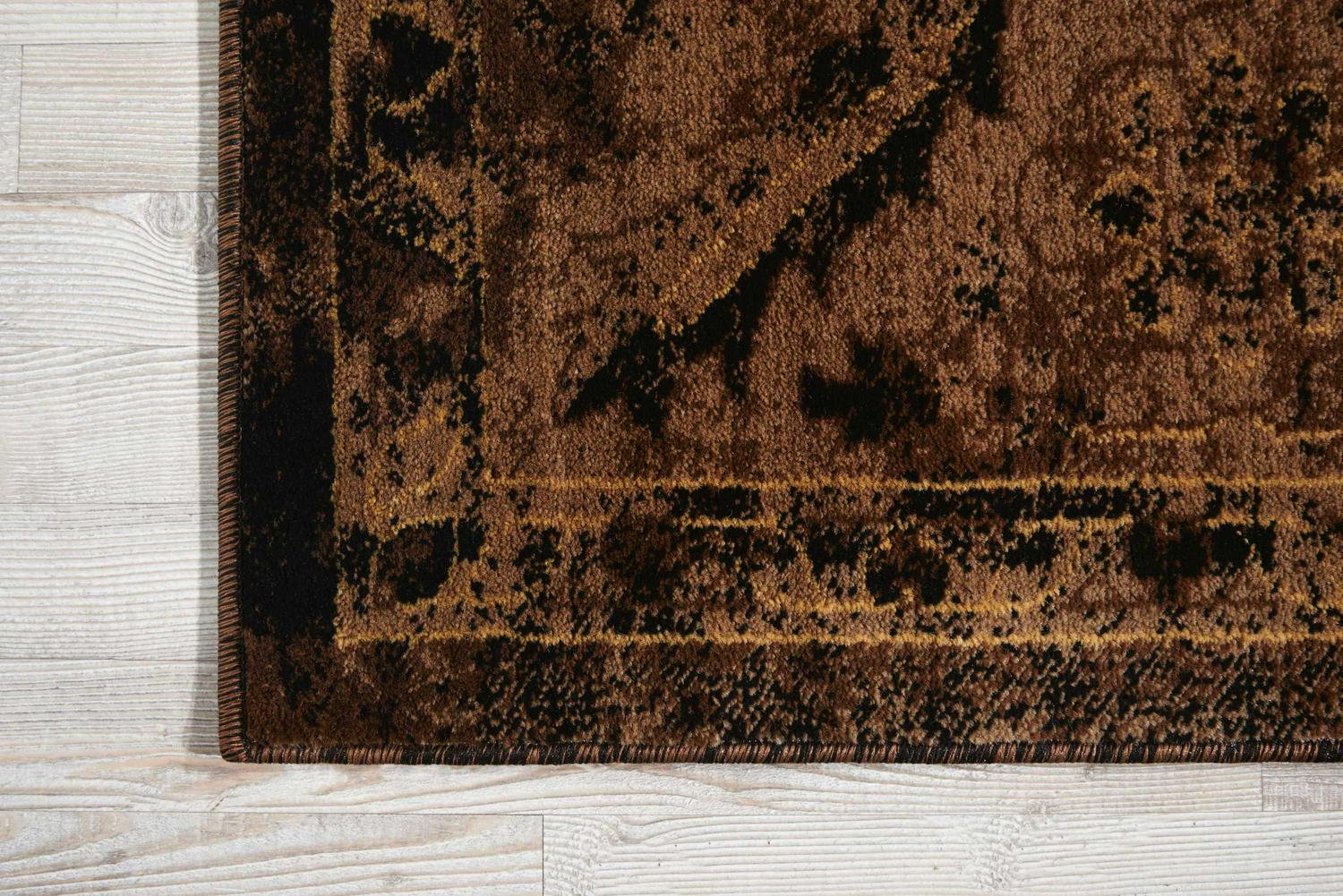 Nourison Delano Transitional Distressed Espresso 67 x 96 Area Rug， (6and#8242; x 9and#8242;)