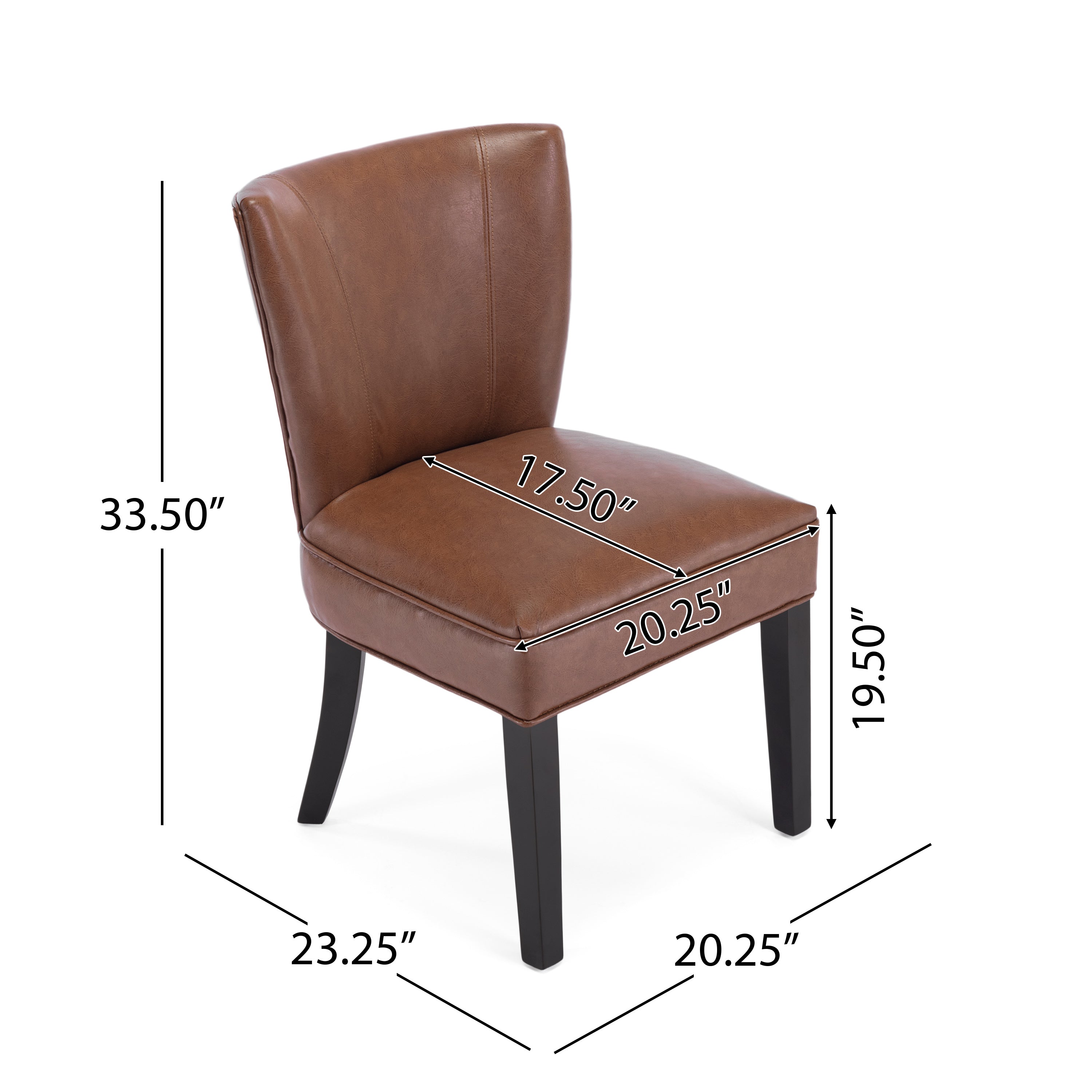 Edenbrook Contemporary Faux Leather Upholstered Dining Chairs, Set of 2, Cognac Brown and Matte Black