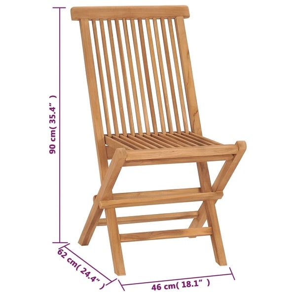 vidaXL Patio Folding Chairs Camping Garden Chair with Backrest Solid Wood Teak