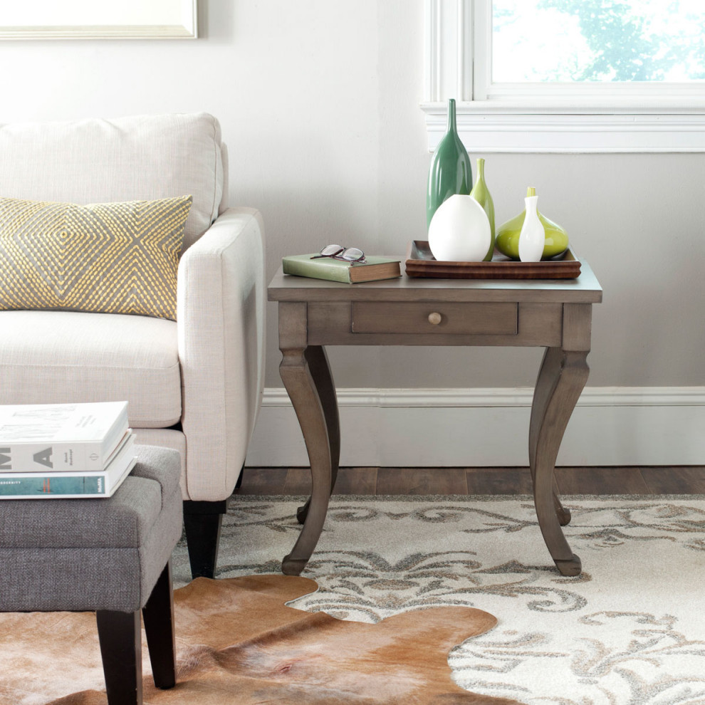 Wrigley One Drawer Storage Side Table Saddle Brown   Modern   Side Tables And End Tables   by Virgil Stanis Design  Houzz