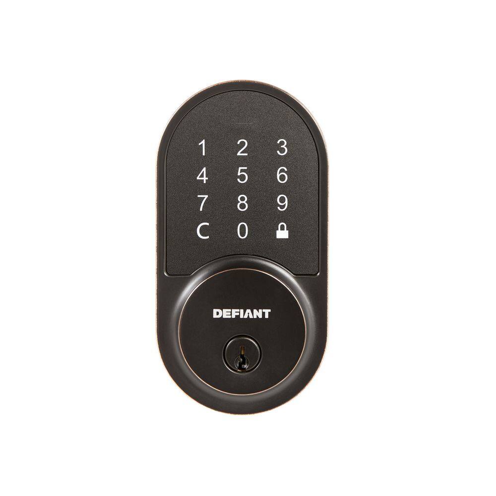 Defiant Round Aged Bronze Smart Wi-Fi Deadbolt Powered by Hubspace HSGC6X7D01AJ