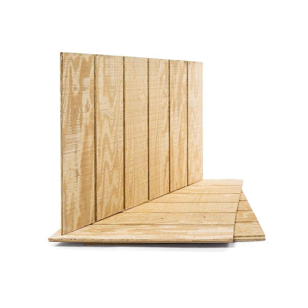 Plytanium Plywood Siding Panel T1-11 8 IN OC (Nominal: 1932 in. x 4 ft. x 8 ft.  Actual: 0.563 in. x 48 in. x 96 in. ) 113699