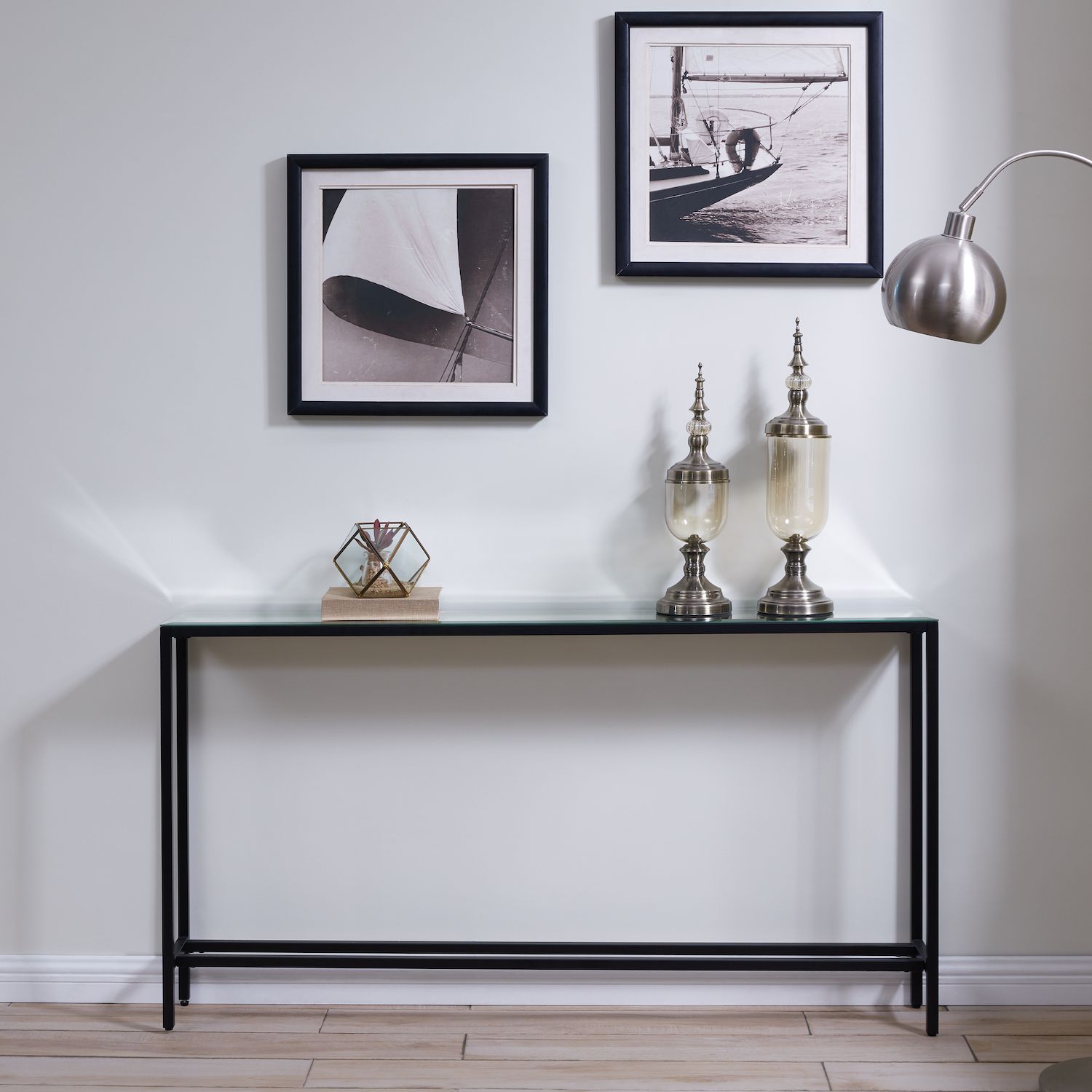 Southern Enterprises Darrin Narrow Long Console Table with Mirrored Top