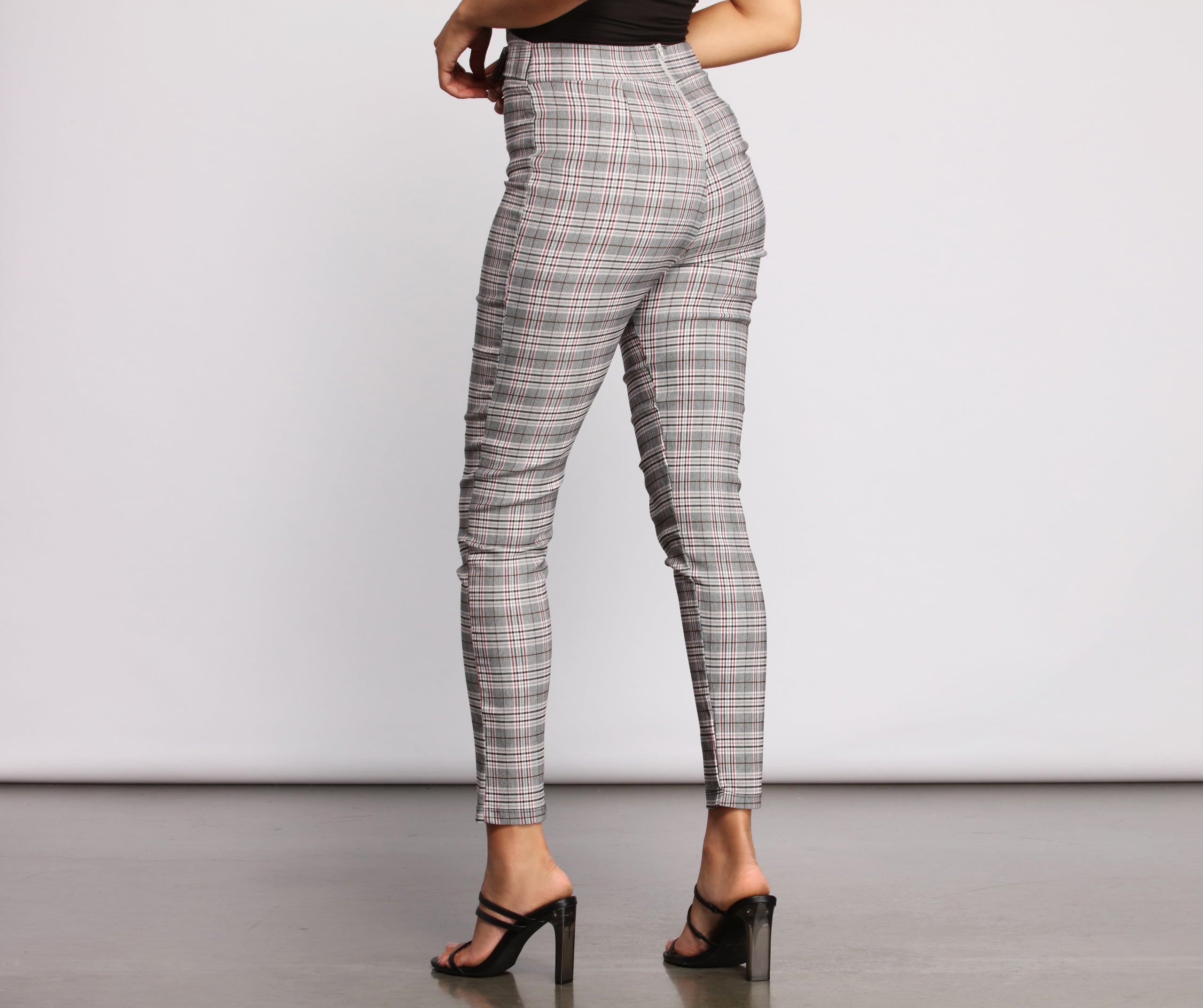 High Waist Plaid Perfection Skinny Pants