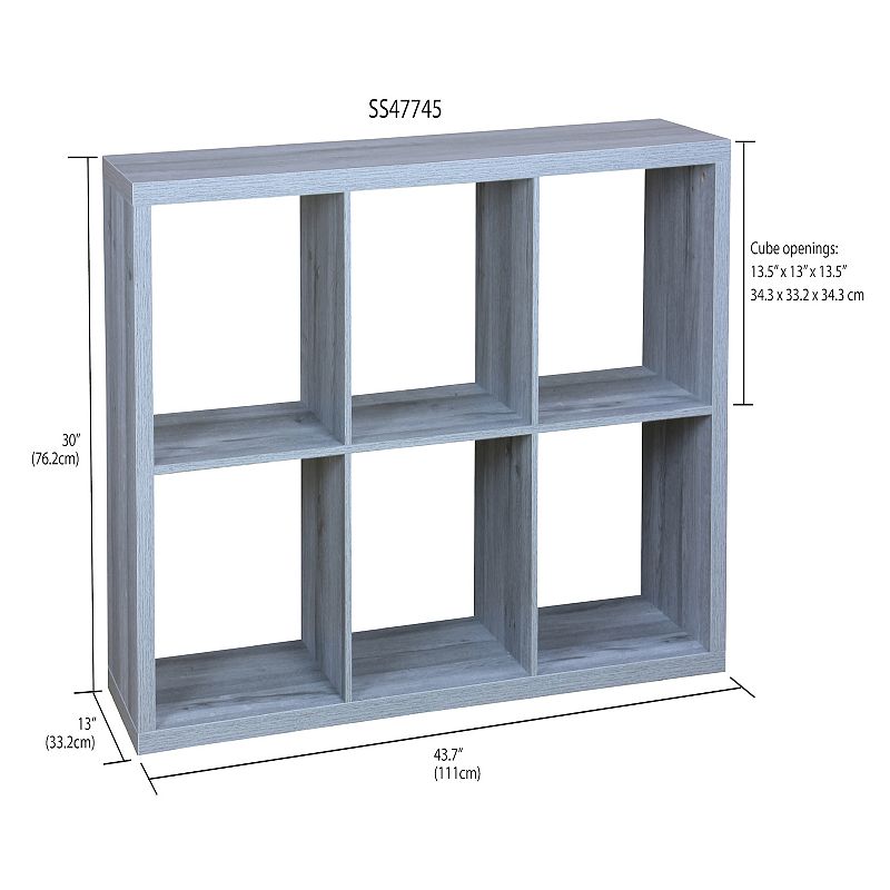 Home Basics 6 Open Cube Organizing Wood Storage Shelf