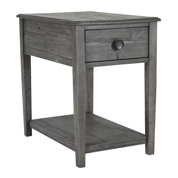 Farmhouse Style Wooden End Table with 1 Drawer and Open Bottom Shelf， Gray - 25 H x 17 W x 26 L Inches