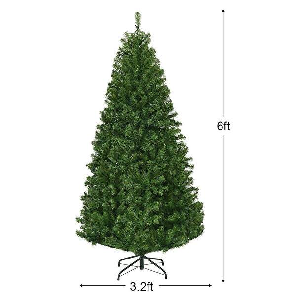 Gymax 59FT PreLit Christmas Tree Hinged Artificial Tree w/ Metal