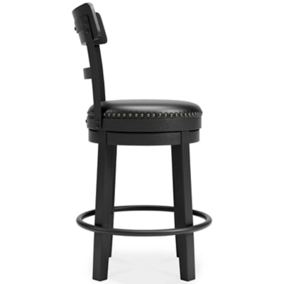 Signature Design by Ashley Valebeck 30.38 Faux Leather Pub Height Swivel Barstool， Black