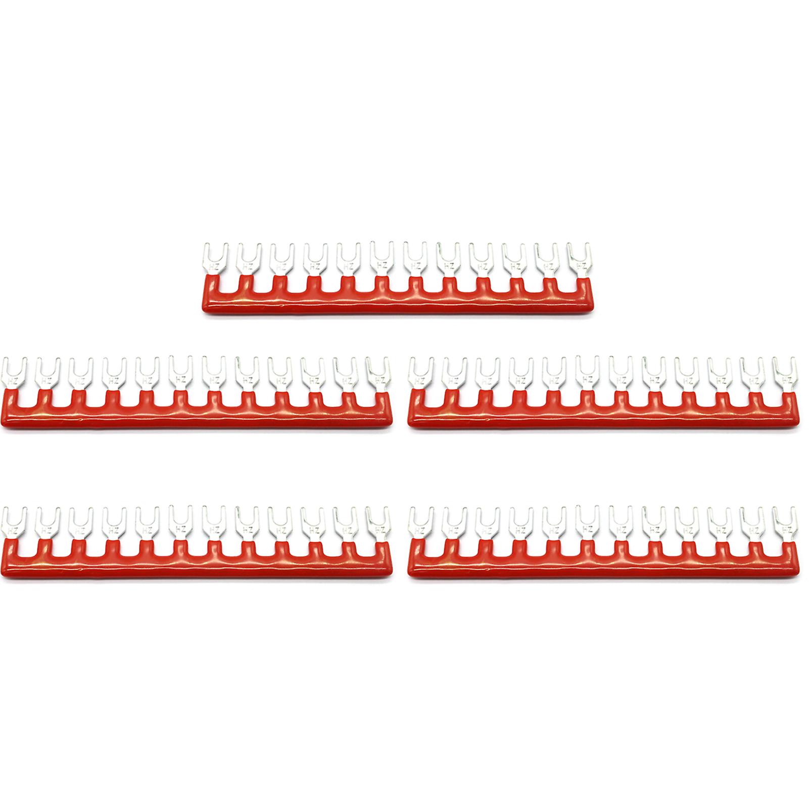 10pcs(5 Sets)-5pcs 600v 15a 12 Positions Double Row Screw Terminal Strip With Cover+5pcs 600v 15a 12 Positions Black Red Pre-insulated Terminal Barrie