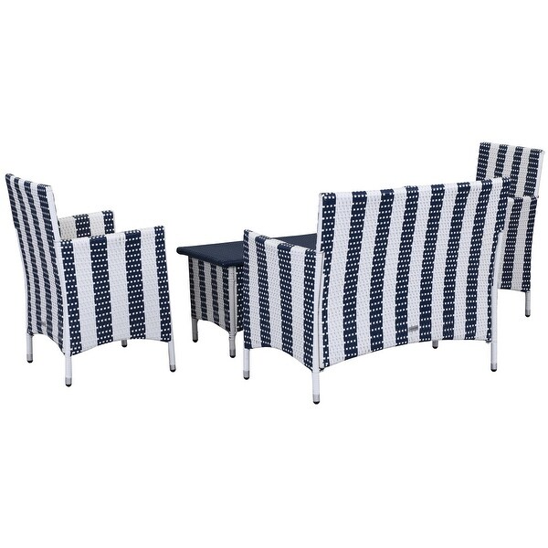 SAFAVIEH Outdoor Living Figueroa Navy/ White Patio Set (4piece)