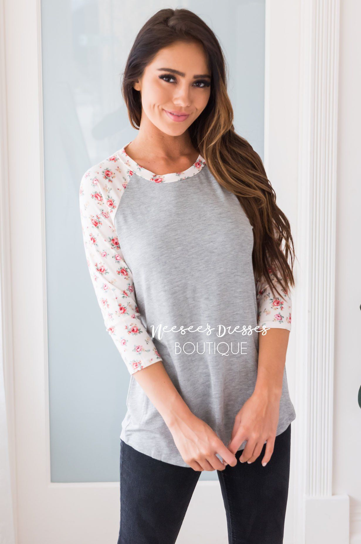 Floral Beauty Modest Baseball Tee