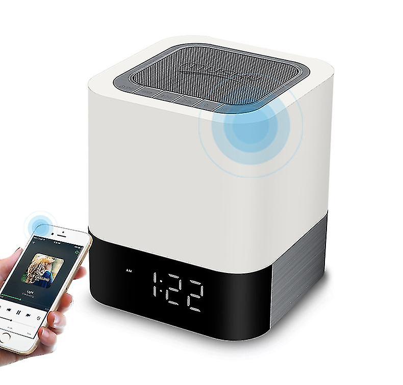 Bluetooth Speaker Led Bedside Lamp With Touch Control，with Alarm Clock