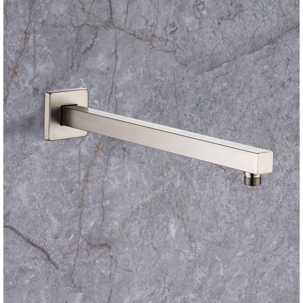 RAINLEX 24 in. 600 mm Square Wall Mount Shower Arm and Flange in Brushed Nickel L1BN-600