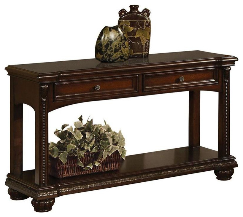 ACME Anondale Rectangular Wooden Sofa Table with Bottom Shelf in Cherry   Victorian   Console Tables   by GwG Outlet  Houzz