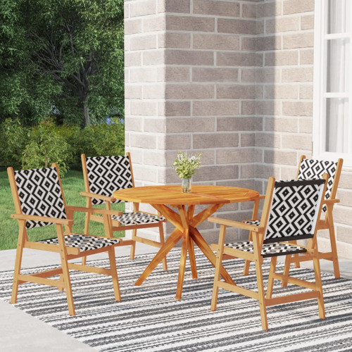 vidaXL Patio Dining Set 5 Piece Patio Table and ChairsSolid Acacia Wood Brown   Southwestern   Outdoor Dining Sets   by vidaXL LLC  Houzz