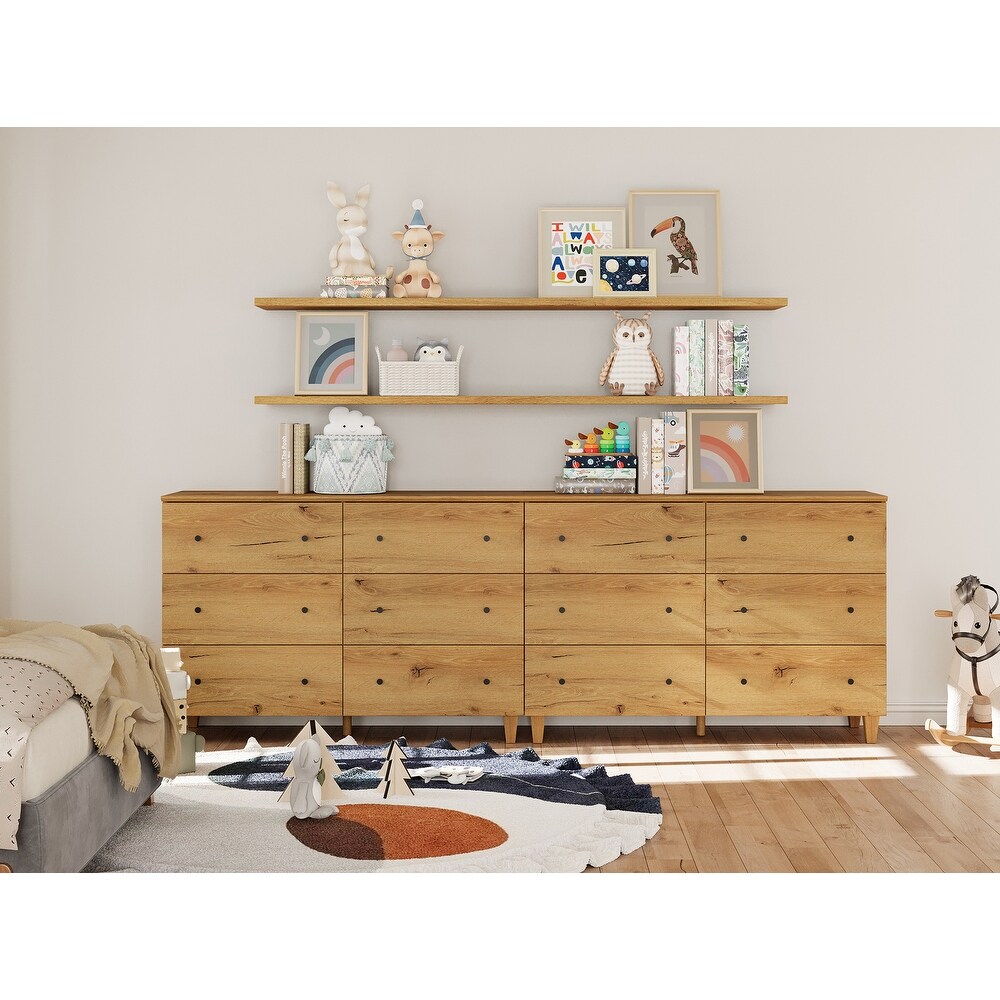 6 Drawers Dresser for Bedroom  Wooden Wide Chest of Drawers