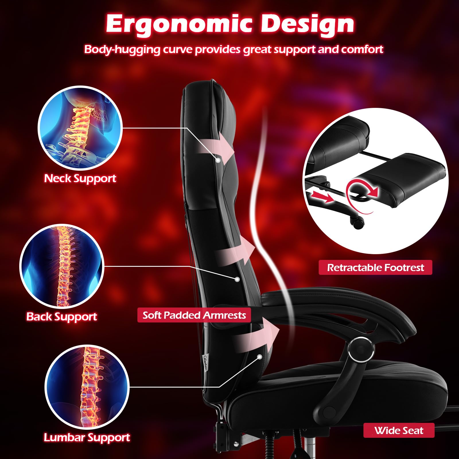 Giantex Gaming Chair with Footrest for Adults