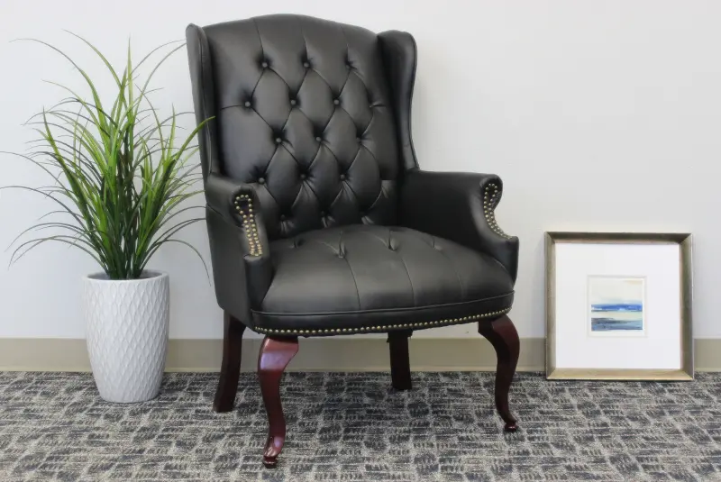 Boss Black Wingback Guest Chair