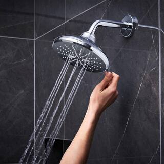 GROHE Rainshower SmartActive 3-Spray Patterns 1.75 GPM 6.5 in. Round Wall Mount Fixed Shower Head in StarLight Chrome 26789000