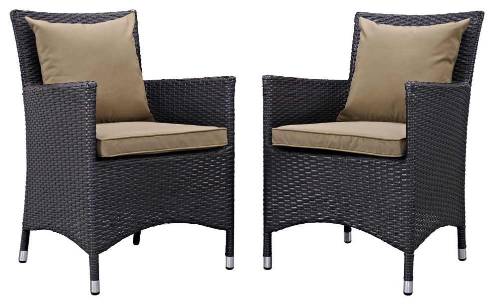 Espresso Mocha Convene 2 Piece Outdoor Patio Dining Set   Tropical   Outdoor Dining Chairs   by First of a Kind USA Inc  Houzz